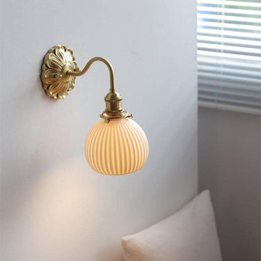 Applique En Laiton Et Céramique-Lampe Veilleuse